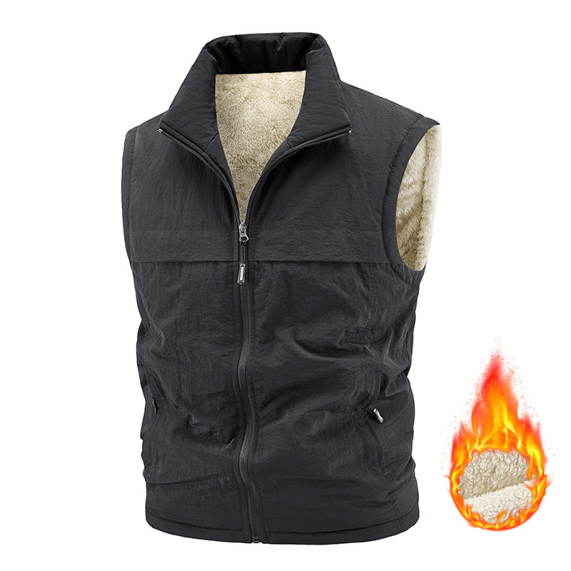 Winter Fleece-Lined, Thickened, Warm Mens Reversible Fleece Vest