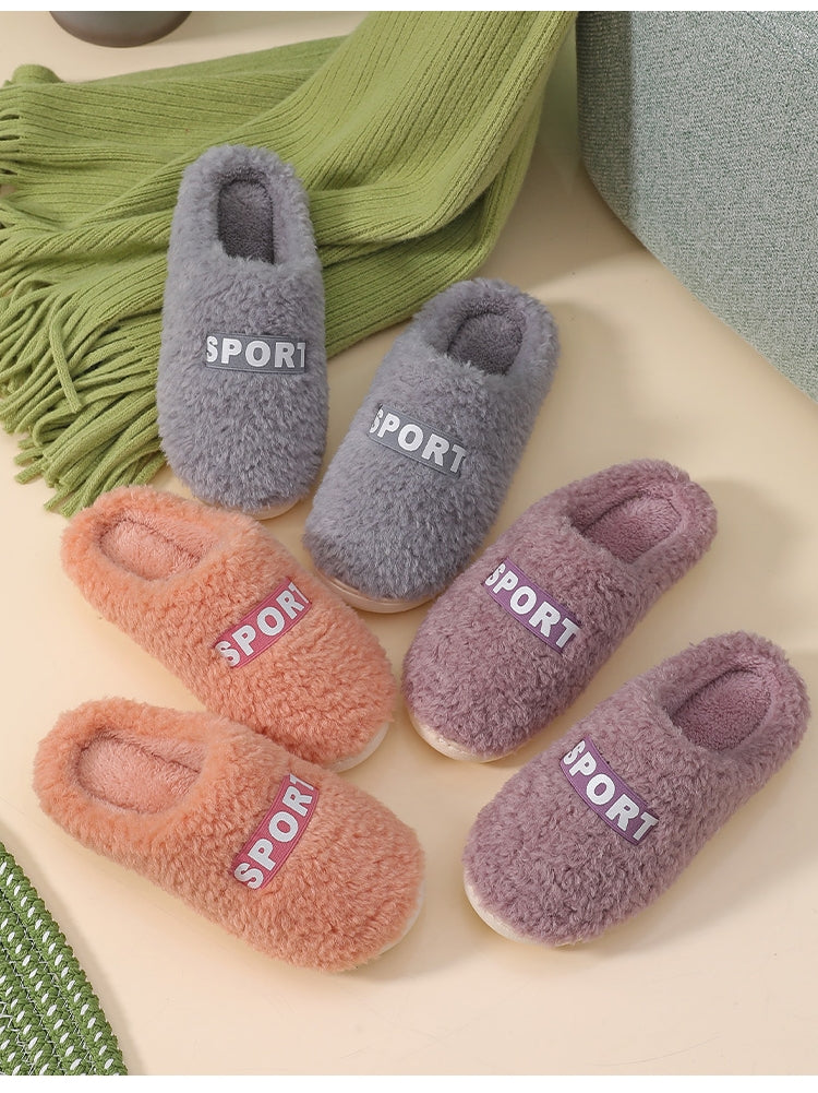Fashion Warm Non-slip Thick-soled Couple Plush Slippers
