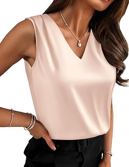 Womens V-Neck Pleated FormalCasual Sleeveless Vest