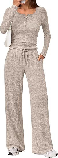 Two-piece Set Women's Long-sleeve Blouse Wide Leg Pants Fashion Casual Set