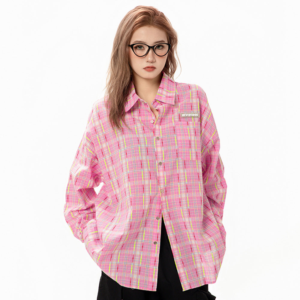 Plaid Long-sleeved Shirt Men's Autumn Street American Style