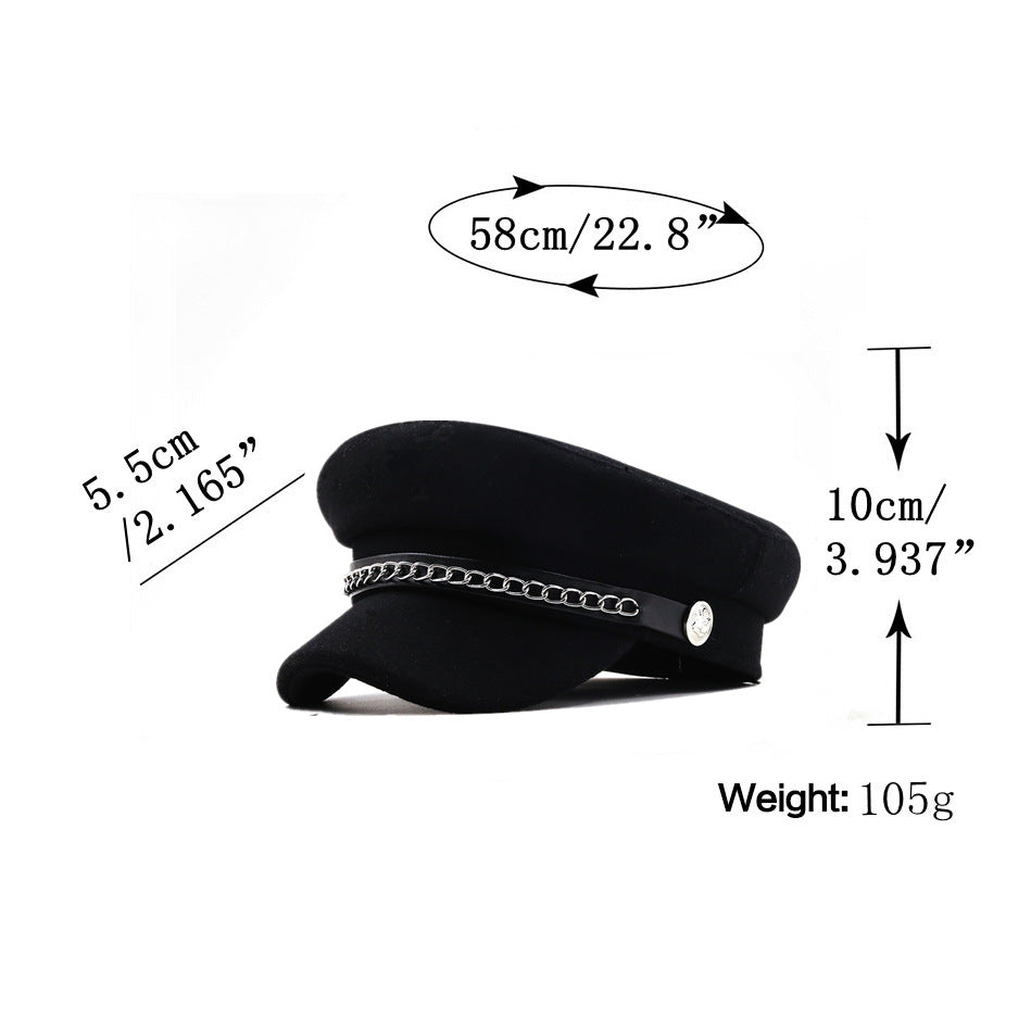Street Versatile Chain Military Hat Fashion
