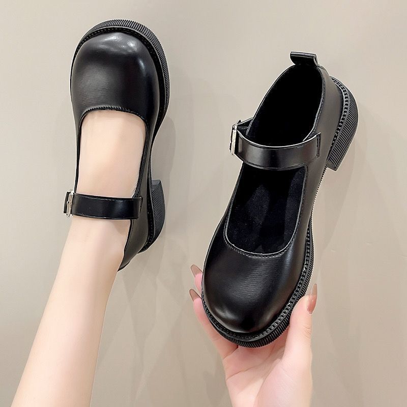 Womens French-style Mary Jane Shoes With Chunky Heels
