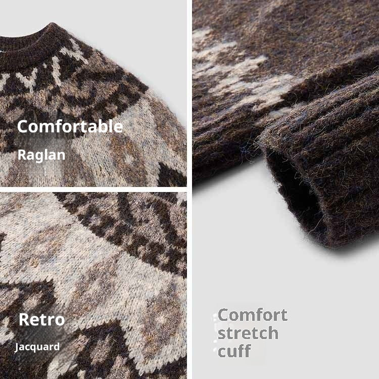 Rundhalset julestriktrøje med jacquardmønster til mænd