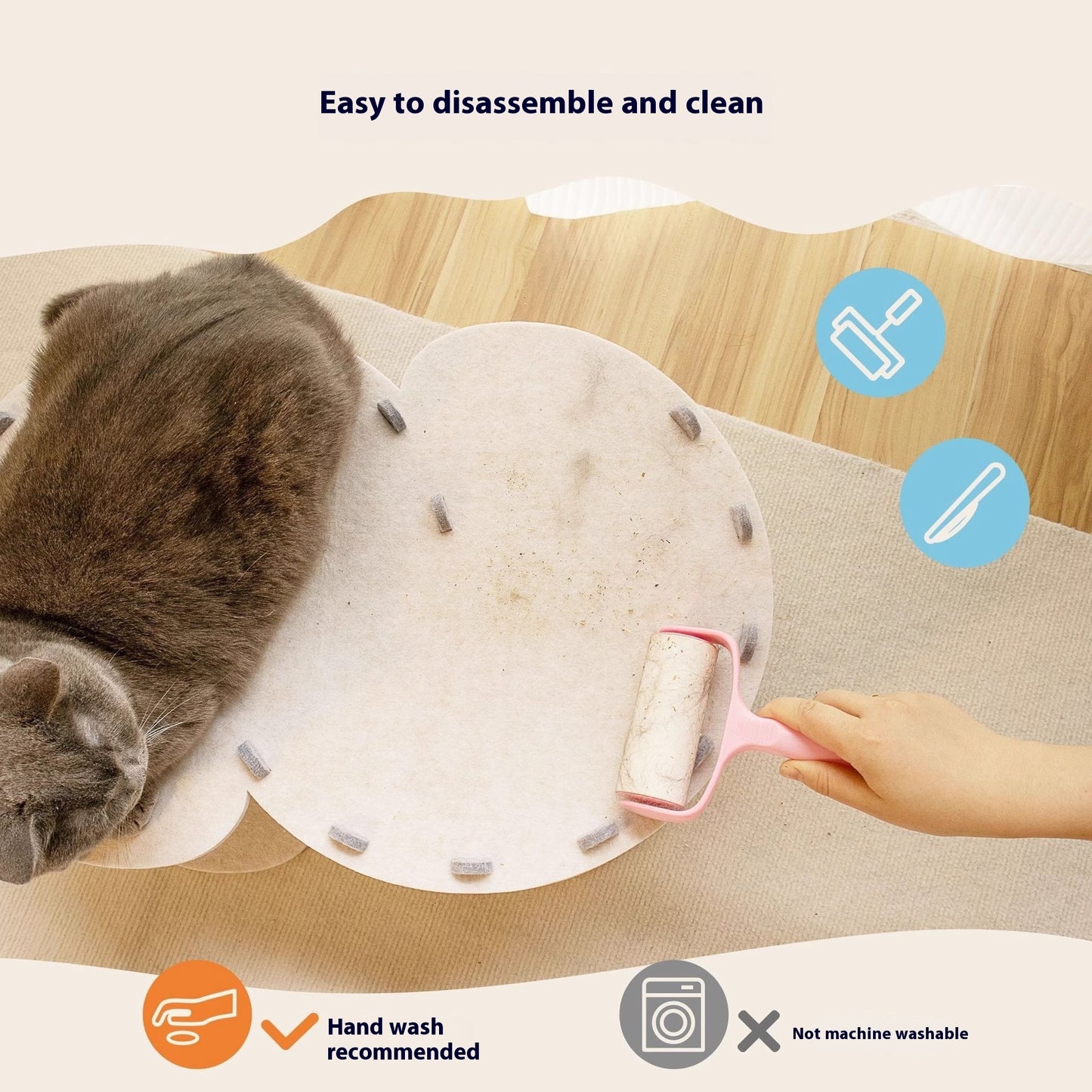 Foldable Semi-closed Felt Cat Scratch Board Nest