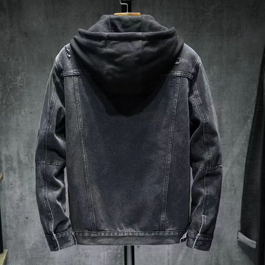 Cotton Denim Coat Men's Loose Detachable Thickened