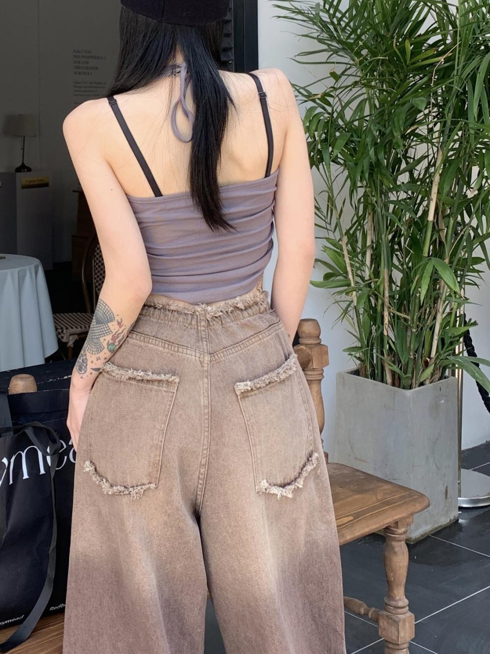 Straight High Waisted Drawstring Wide Leg Pants