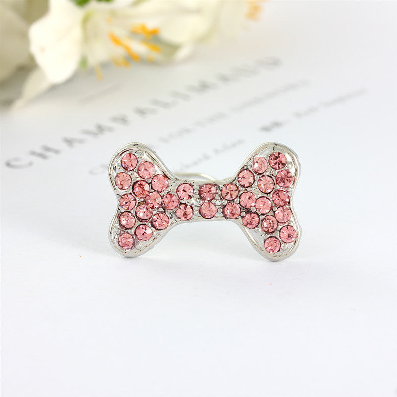 Versatile Rhinestone Dog Bone Hair Clip