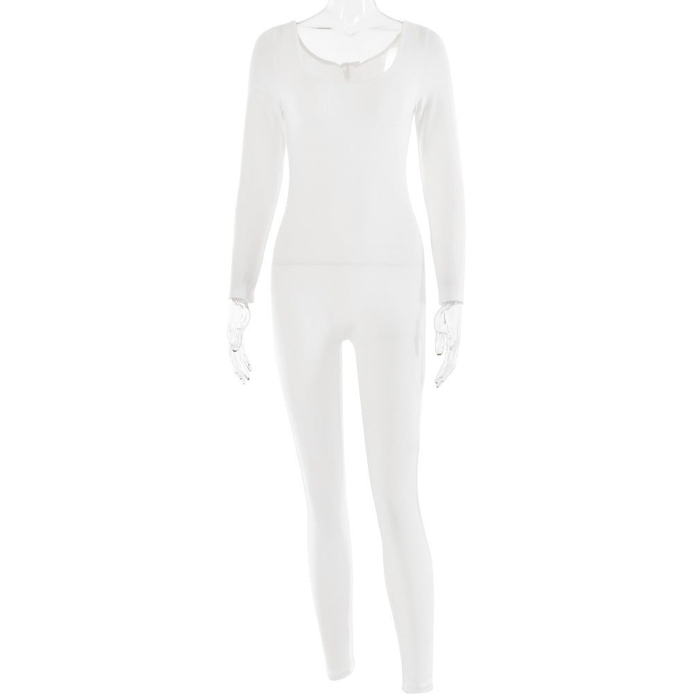 Soft High Elastic Long Sleeve Tights U-collar