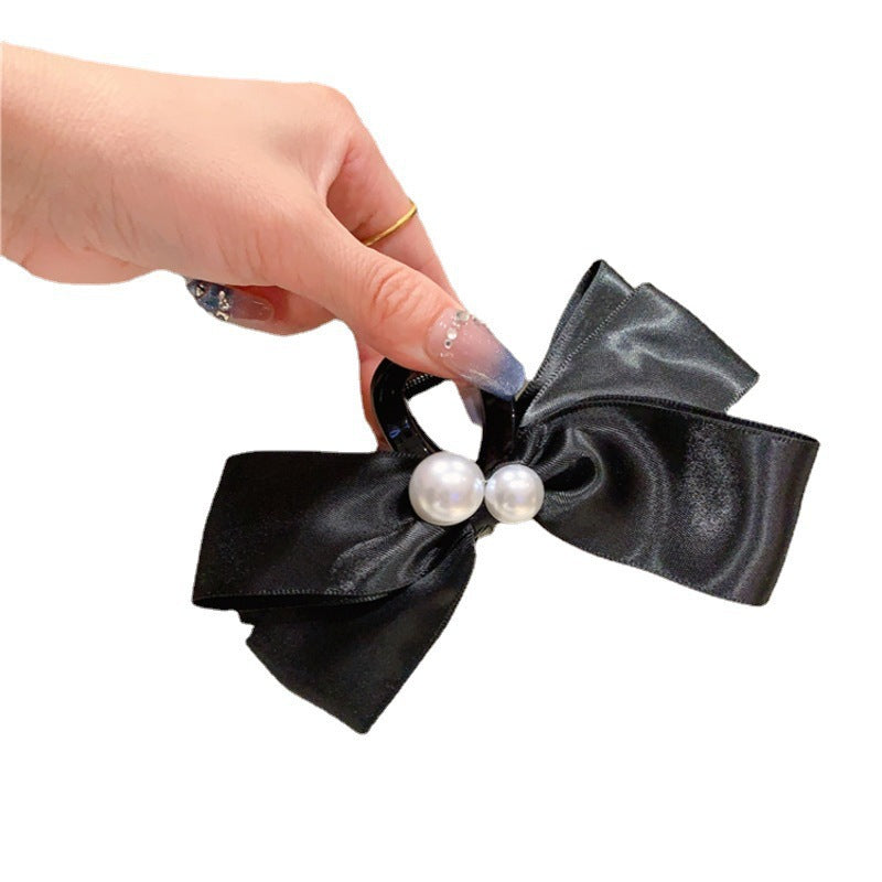 Pearl Bow Large Hair Clip Women's Headdress