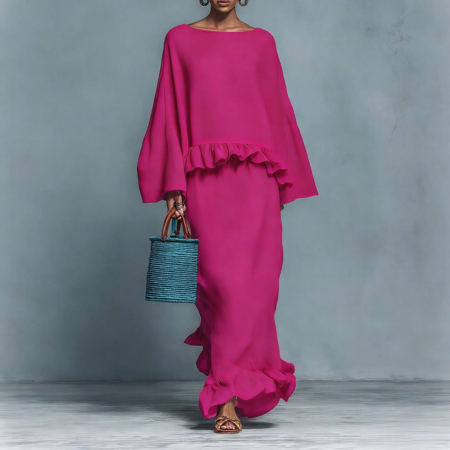 Womens Minimalist Shirt And Straight Skirt Set
