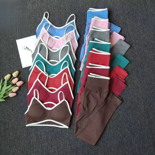 Womens High-Waisted Leggings And Top Two-Piece Workout Set