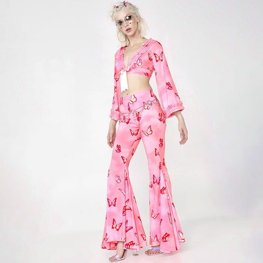 Low Waist Hip Lift Casual Fashion Women Flared Trousers