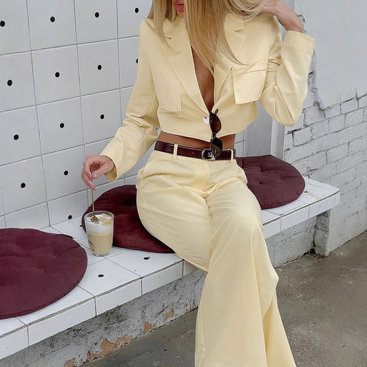 Design Sense Women's Suit Short Suit Collar Long Sleeve