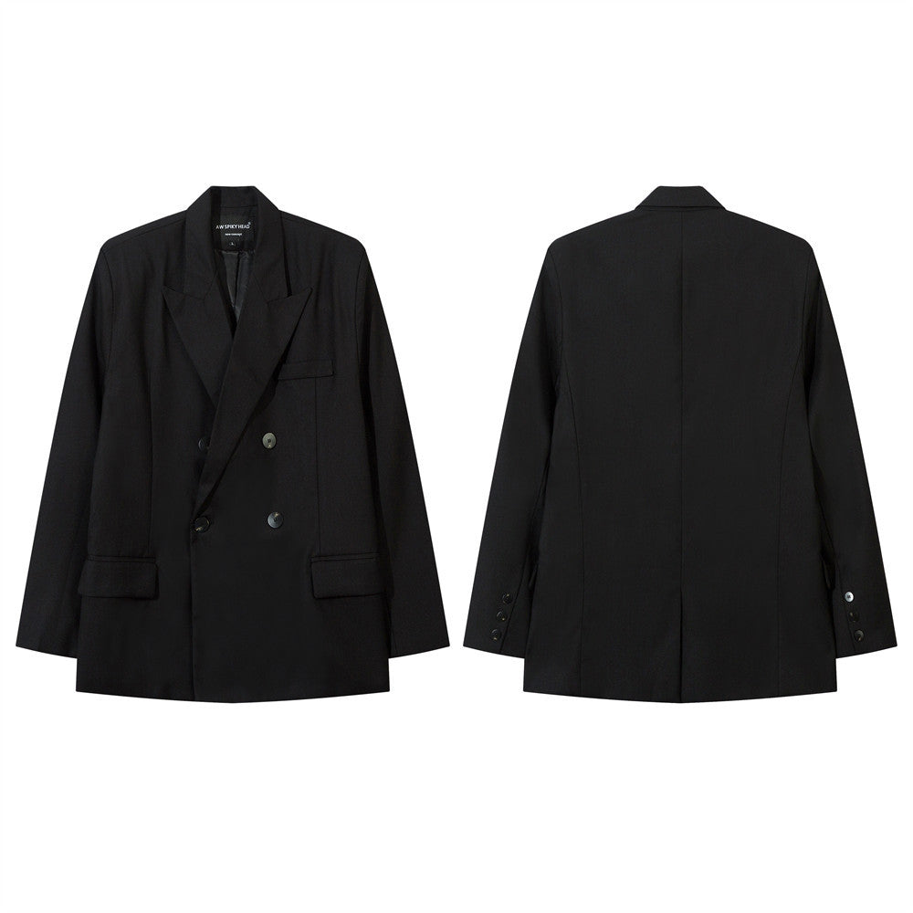 Solid Color Loose Suit Jag In The Midde Of Back Spring And Autumn