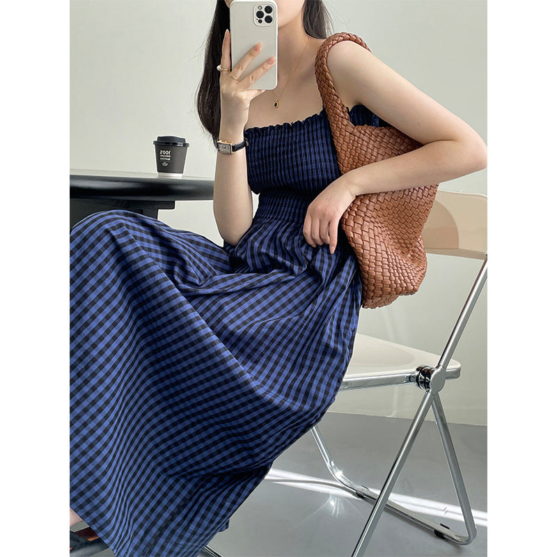Suspender Dress Pleated Waist Slimming Maxi Skirt