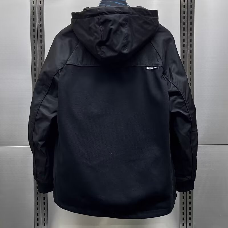 Large Workwear With Pocket Zipper Pullover Hooded Jacket