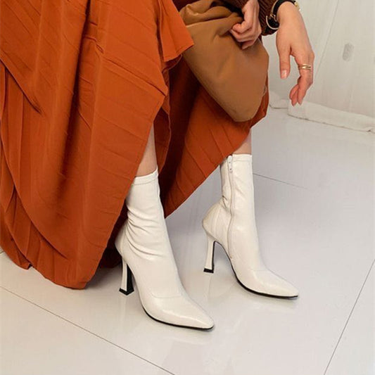 Small Square Toe Thin Boots Korean Version Was Thin Stiletto High Heels