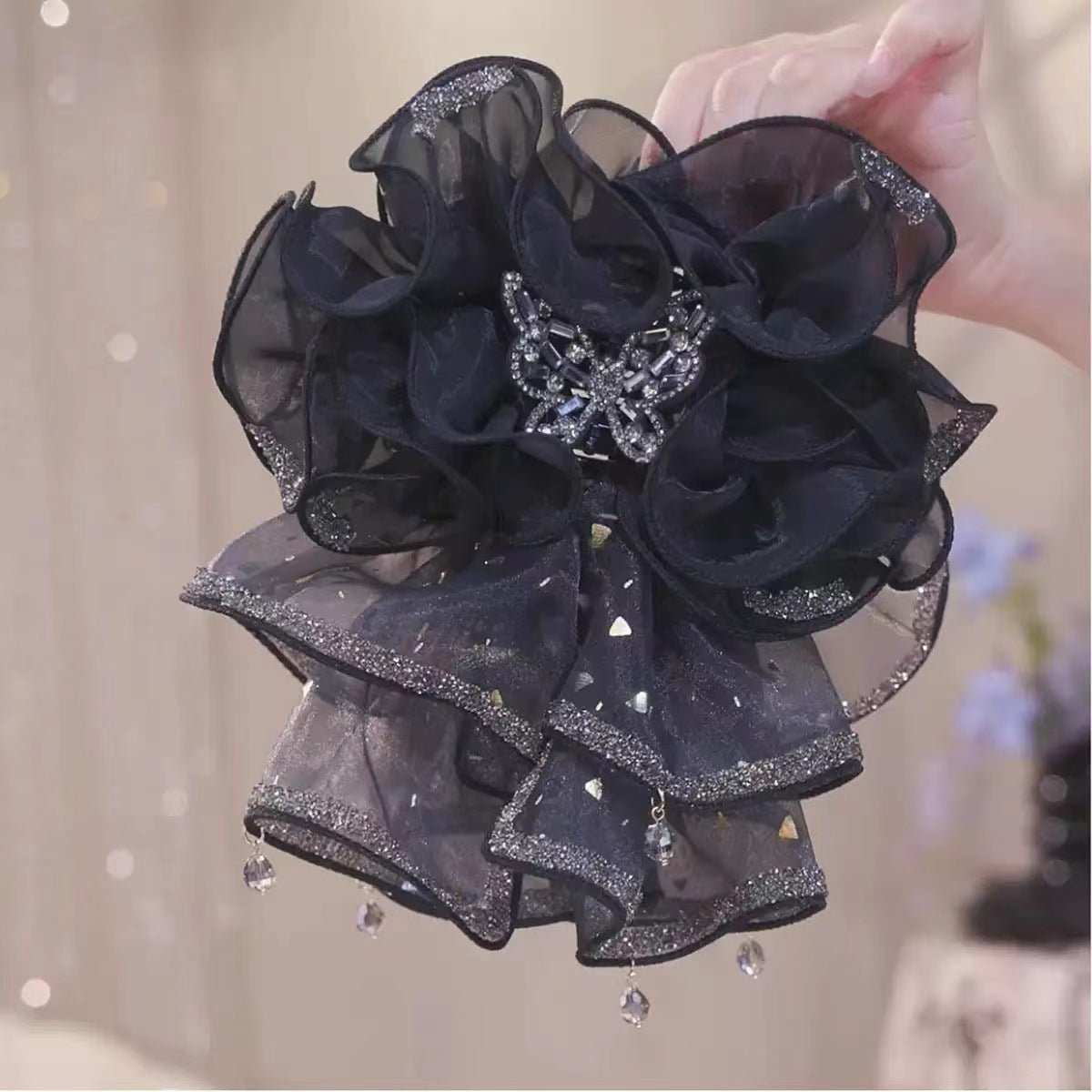 French-style High-end Fluffy Skirt Bow Hair Clip