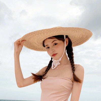Oversized Straw Hat Ins New Lace-up Straw Shading Vintage Hat