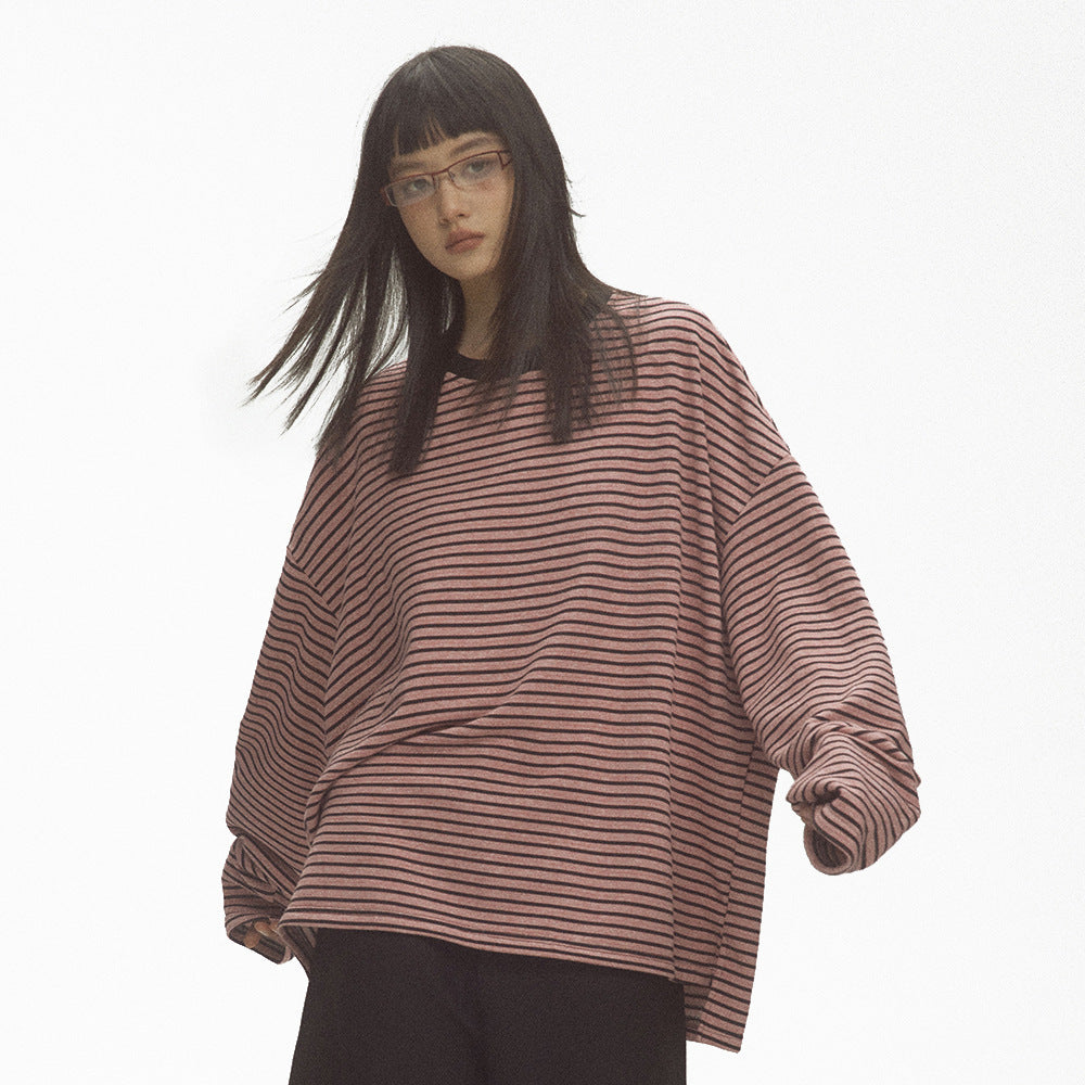 Loose Knitted Striped Long Sleeve Men's And Women's Same Spring And Autumn