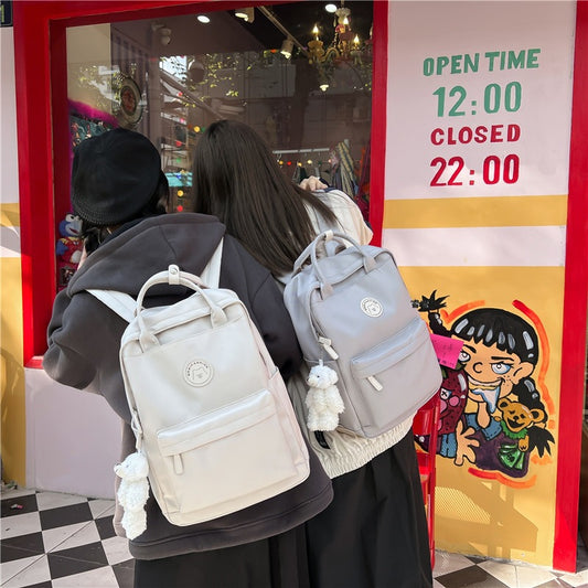 Large Capacity Solid Color Nylon Backpack