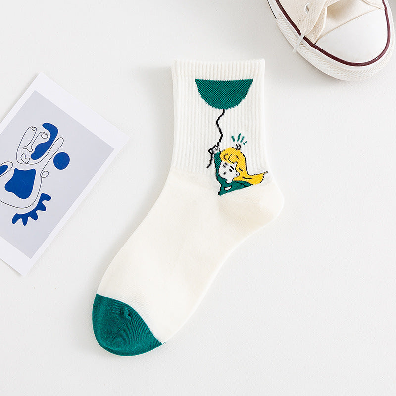 Women's New Mid-calf Cartoon Cotton Socks