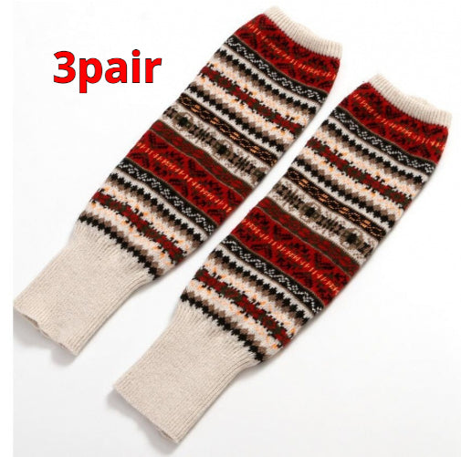 Knitted Chunky Socks AutumnWinter Fluorescent Camo Leg Warmers Womens Over-the-Knee Thermal Boot Cuffs Sock Covers