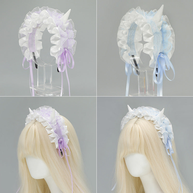 Subculture Gothic Style Devil Horn Y2g Lolita Dragon Horn Hair Band