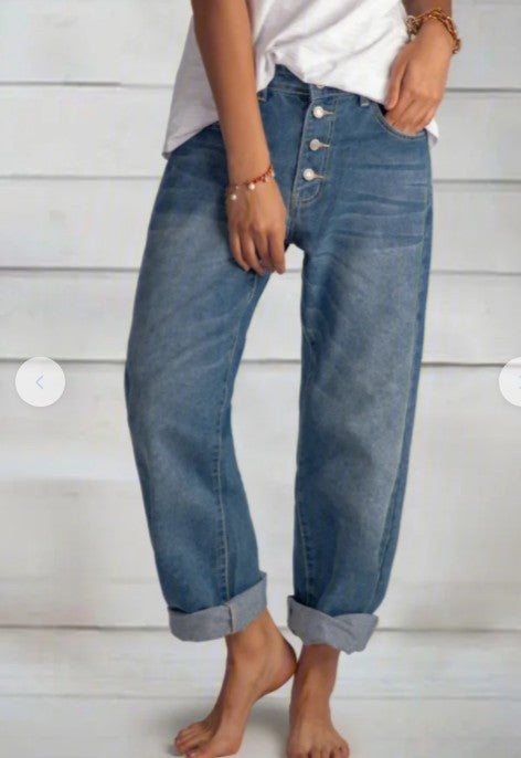 New Fashion Casual Jeans Beaded Straight Pants