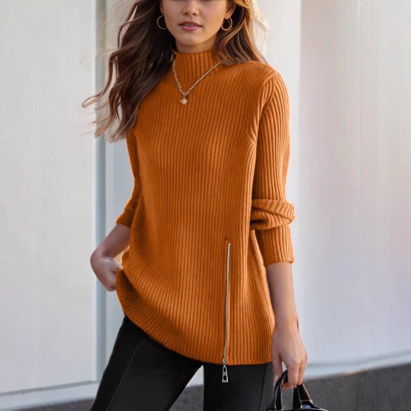 Women's Half Turtleneck Loose Outer Wear Knitwear Top