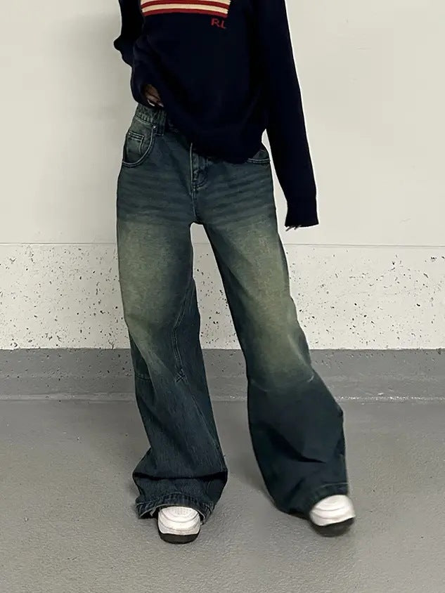 Retrovaskede jeans til kvinder i Plus Size Idle Style
