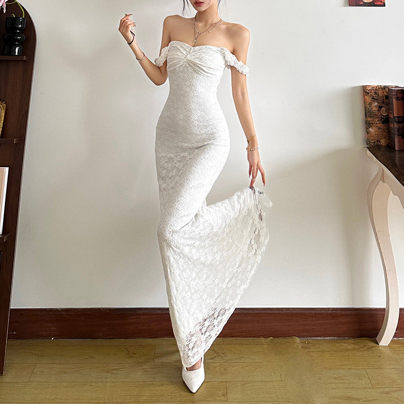 Long Skirt High-waisted Sexy Figure-hugging Solid-color Dress