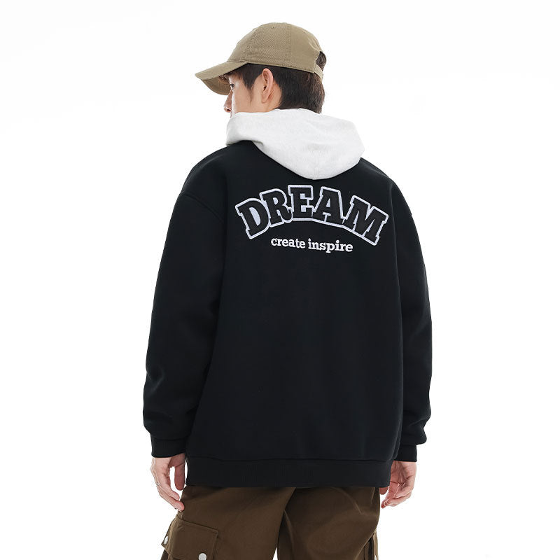 Loose Letter Embroidery Couple Models Coat Top