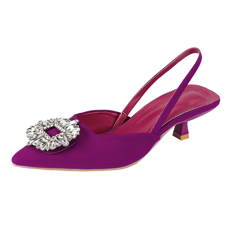 Pointed Stiletto Mid-heel Shoes Back Empty Toe Sandals