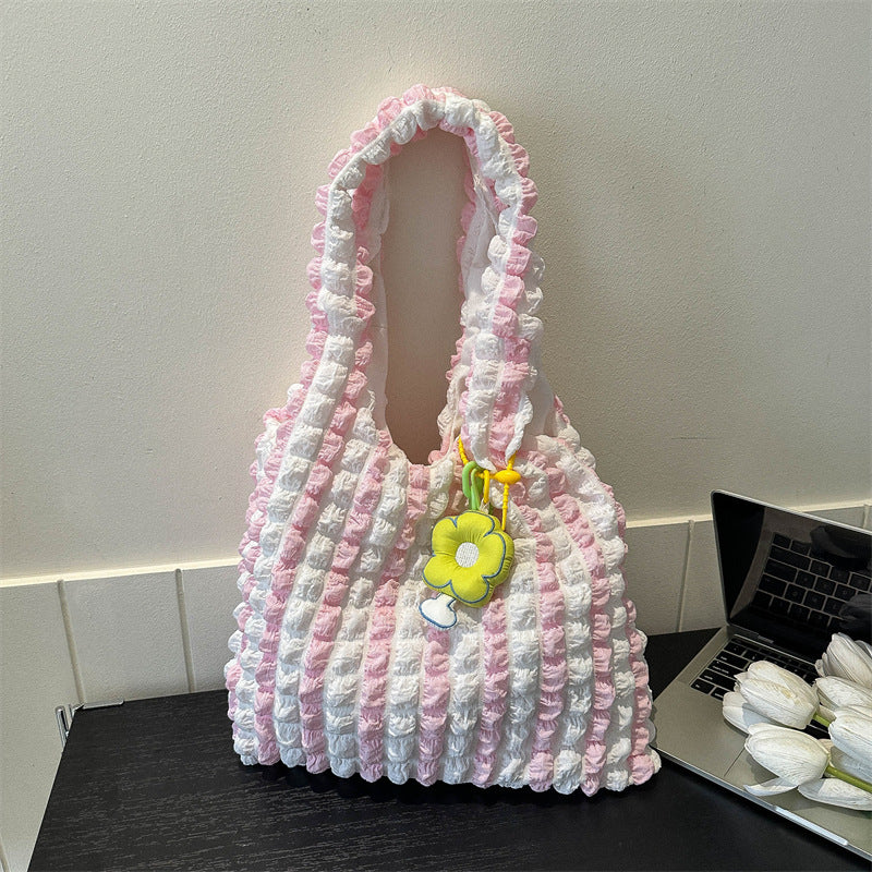 Pleated Bubble Bag Female Flower Sweet