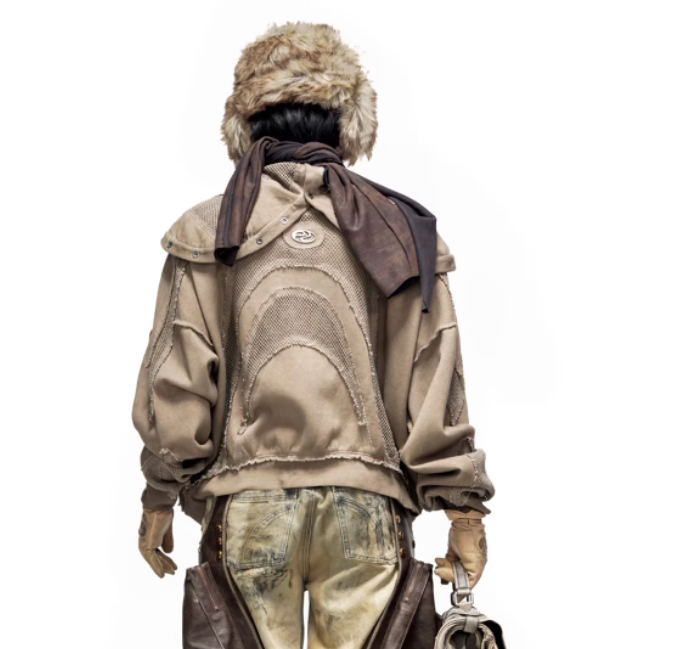Split, Deconstructed Dyed Hoodie With A Zip-up Hood