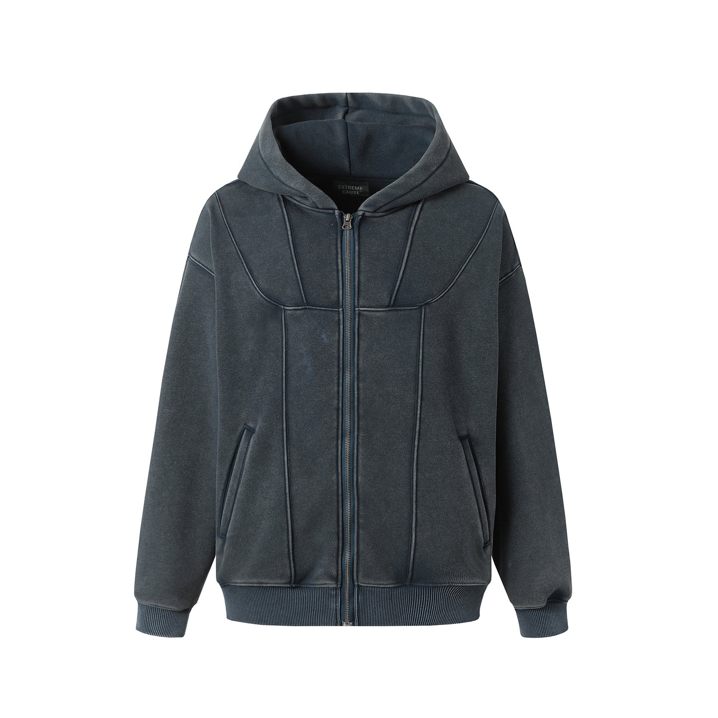 Vintage Fleece-lined Thickened Men's Women's Hoodie Long Terry Coat