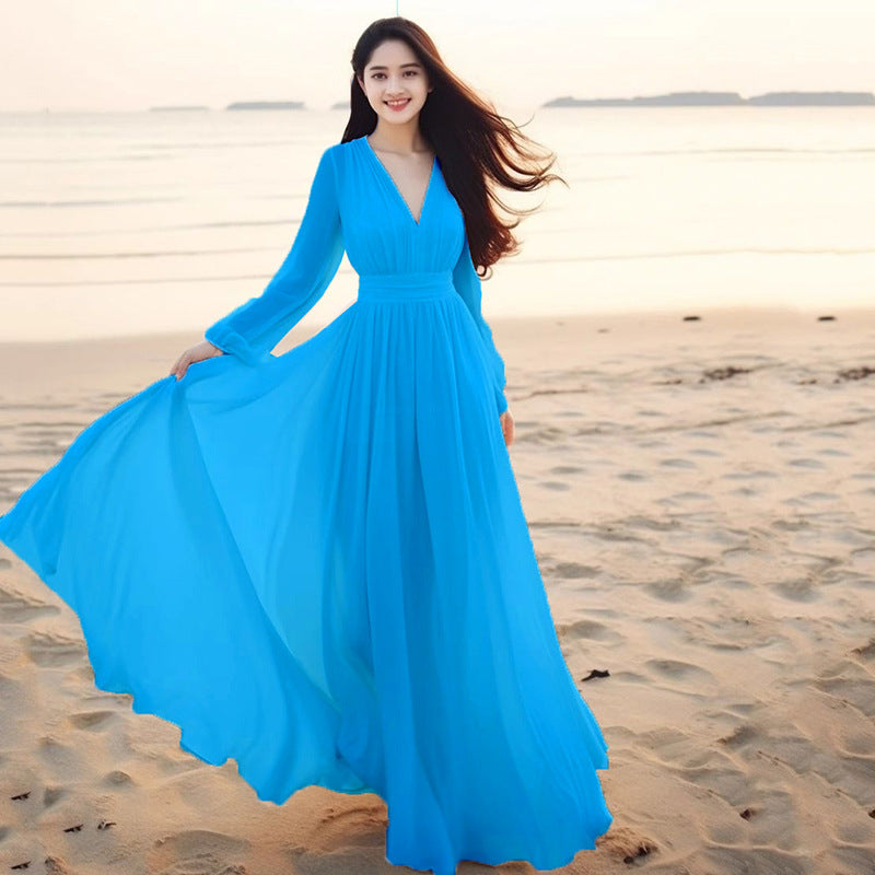 Beach Vacation Flowy Long Maxi Dress