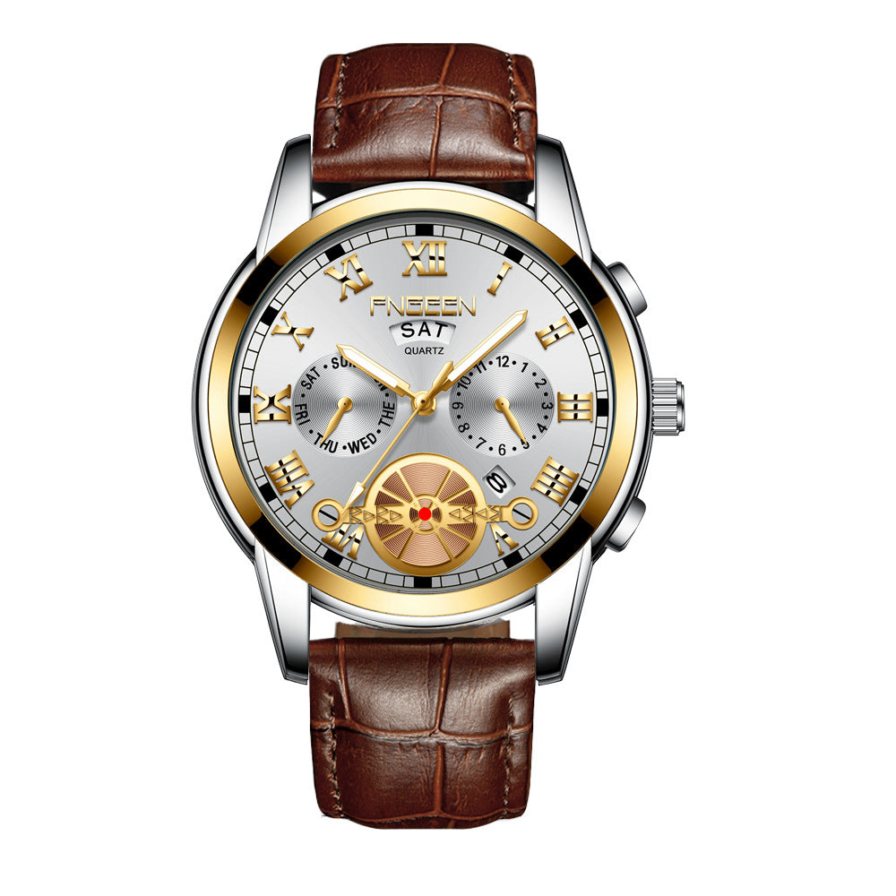 Fashion Tourbillon Watch Quartz Steel Band Multifunction