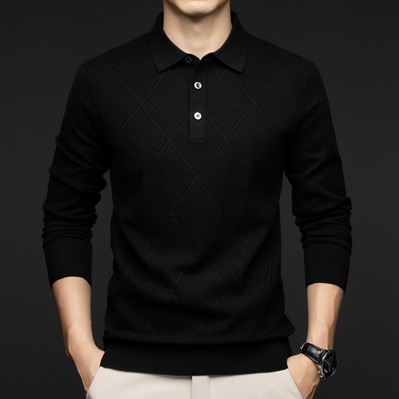 Revers Langærmet Business Casual Strikket Sweater til Mænd (Mellemalder)