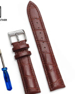 Cowhide Bamboo Watch Strap With Stainless Steel Pin Buckle