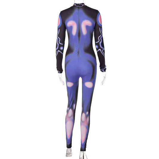 Personalized Printed Long-sleeved Sports Yoga Jumpsuit