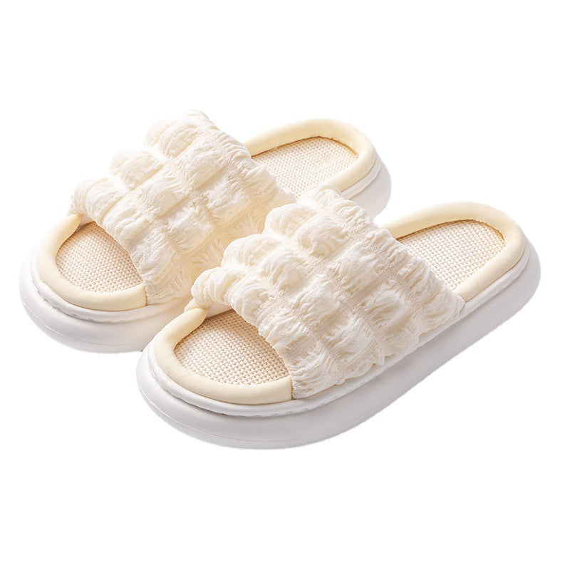EVA Thick-soled Linen Slippers Women's Mute Soft-soled Slippers