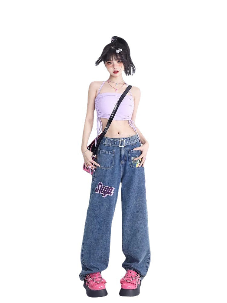 Spicy Girls Straight Leg Jeans Women's Loose Fit