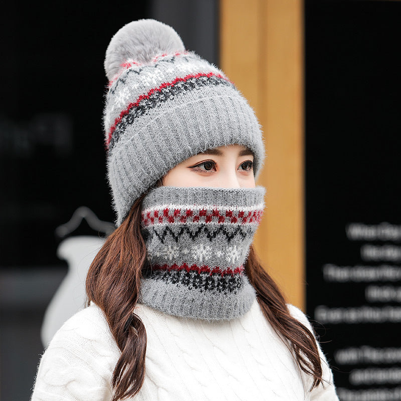 Ladies Outdoor Fleece Thickened Rabbit Fur Knitted Hat