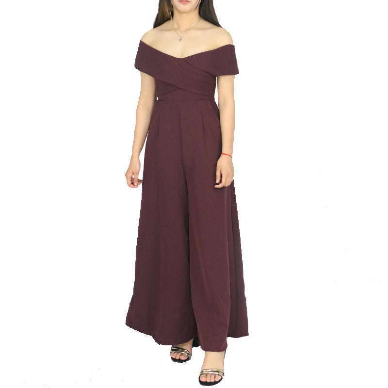 Off Shoulder One Shoulder Dress Pants Jumpsuit