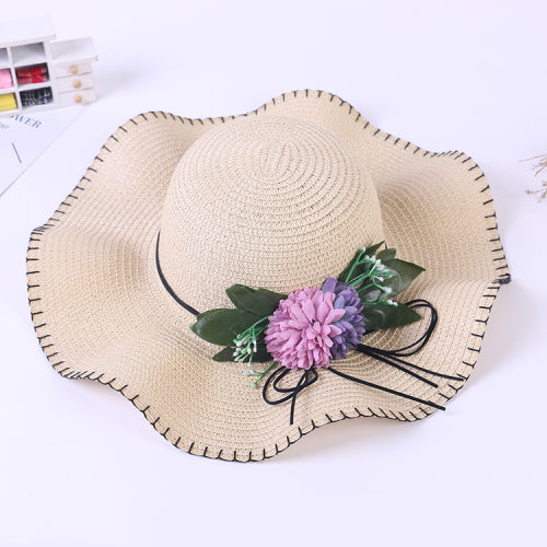 Women's Temperament Sun Hat With Large Edge Simulation Flower