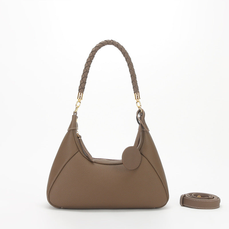 Leather Underarm Woven Crossbody Bag