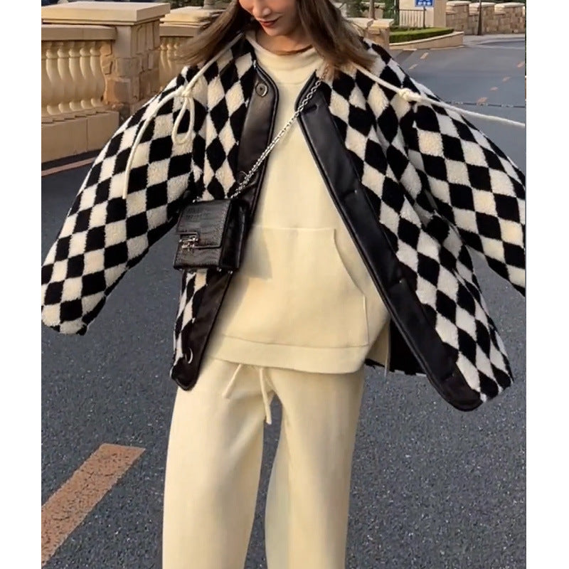 Women's Autumn And Winter Lamb Wool Coat Fleece Thick Padded Coat